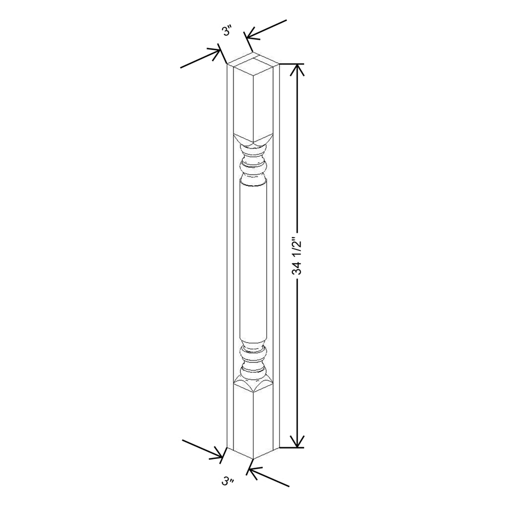CNC Concord Elegant White 3" W X 34 1/2" H Corner Post Plain