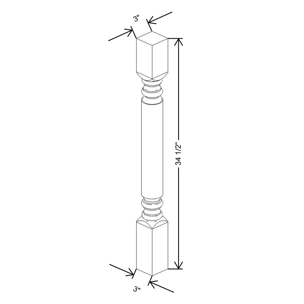 CNC Concord Richmond White 3" W X 34 1/2" H Post Plain