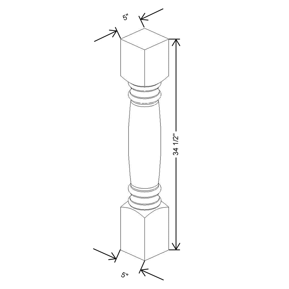 CNC Concord Elegant Smoky Grey 5" W X 34 1/2" H Large Turnpost