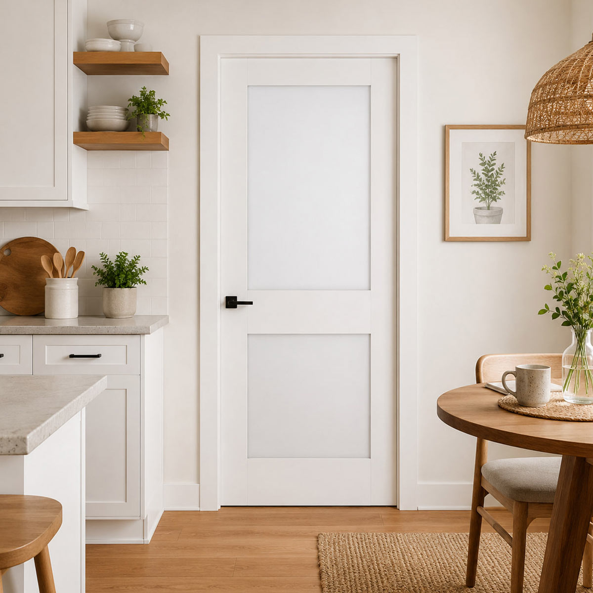 32 in x 80 in white 2 panel shaker solid core primed mdf prehung interior door