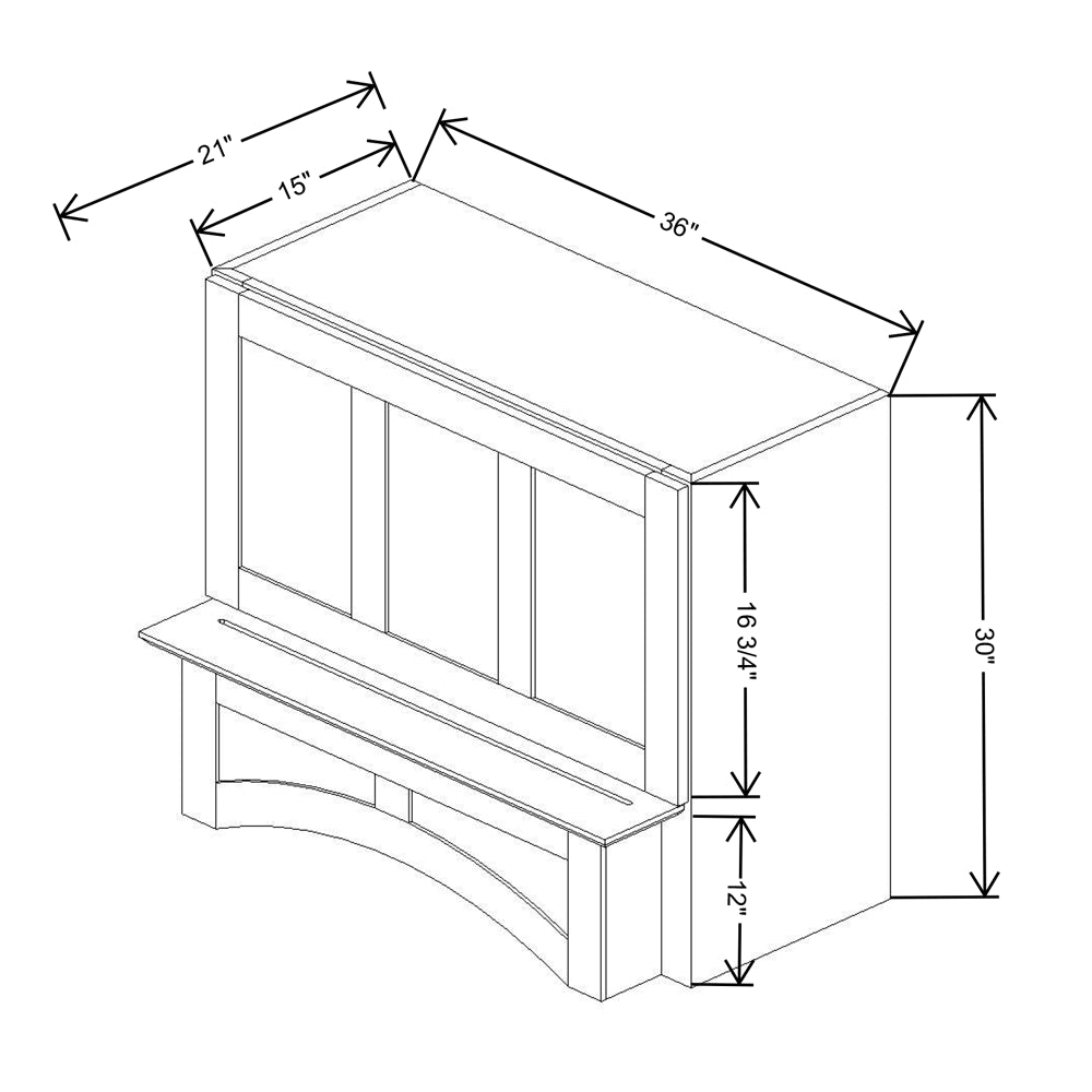 Fabuwood Allure Fusion Oyster 36"WX30"H Arched Hood With Full Interior Stainless Steel Hood Liner