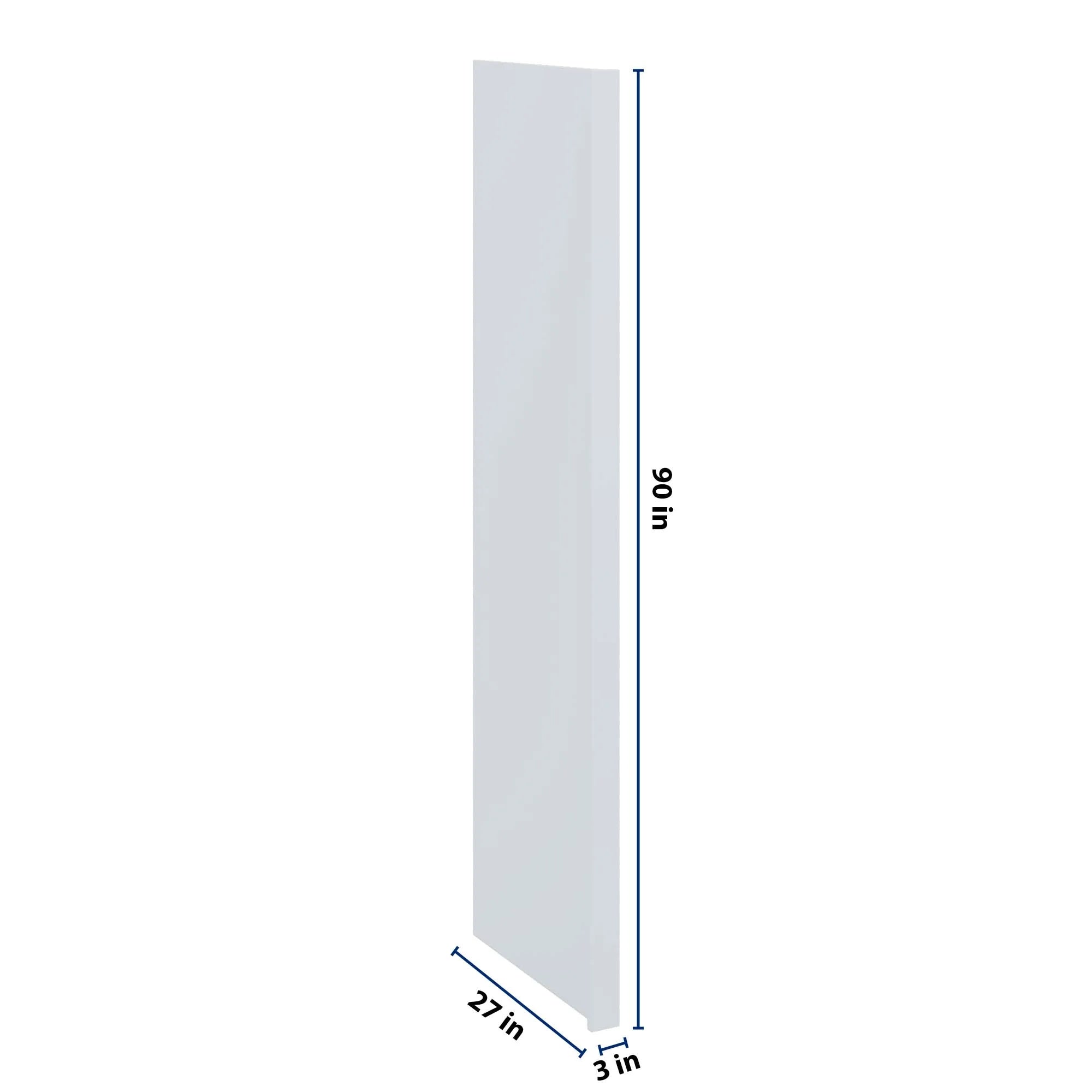 J&K White Shaker S8 Refrigerator Panel w/Return Filler 3" W x 90" H x 27" D