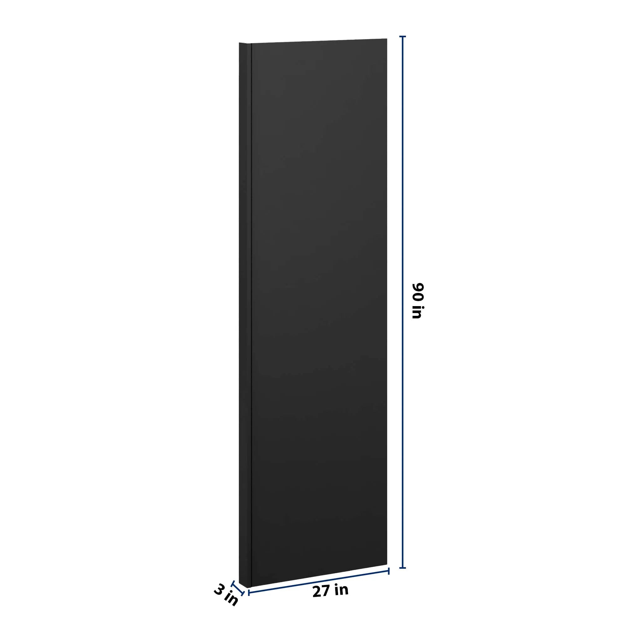 J&K Charcoal E2 Refrigerator Panel w/Return Filler 3" W x 90" H x 27" D