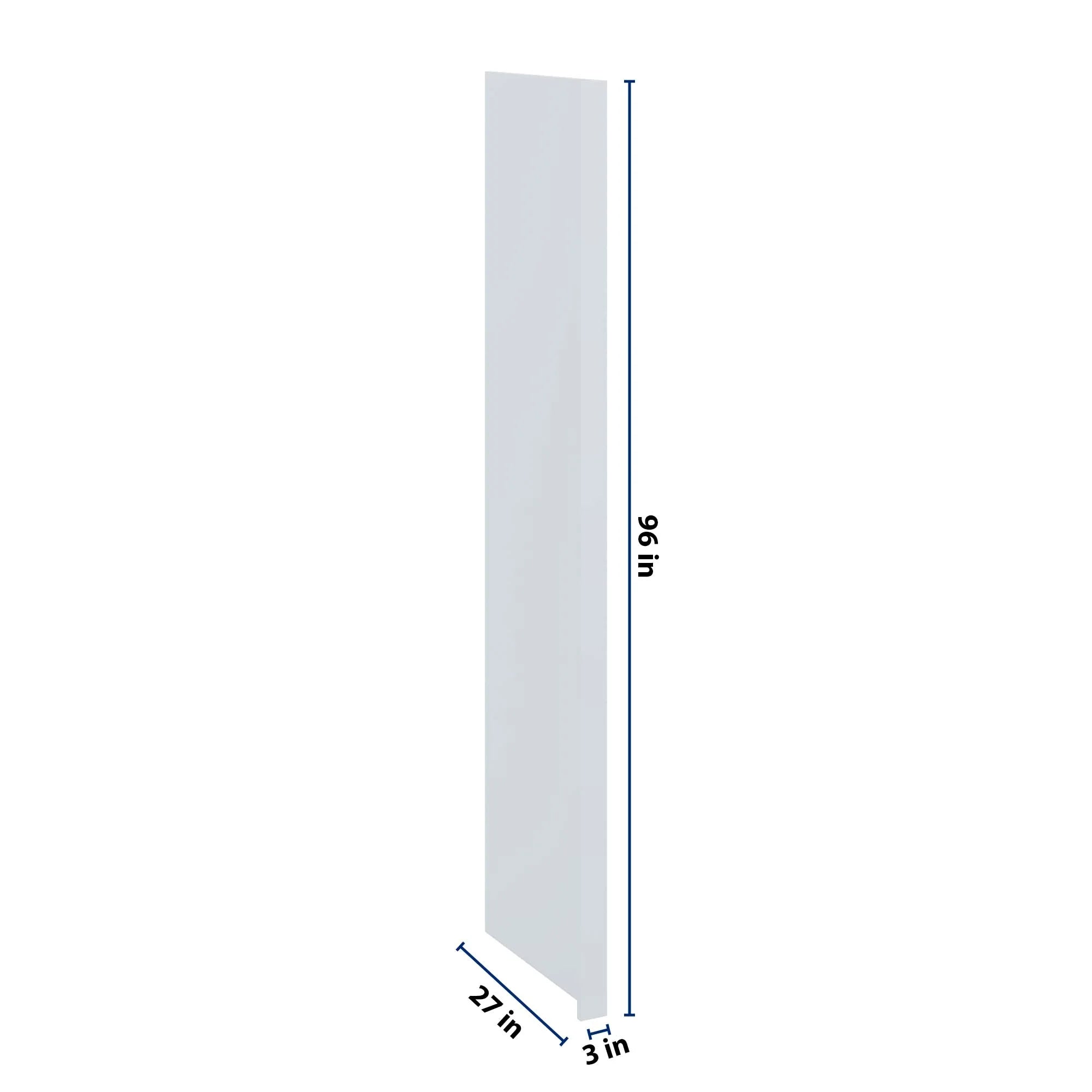 J&K White Shaker S8 Refrigerator Panel w/Return Filler 3" W x 96" H x 27" D