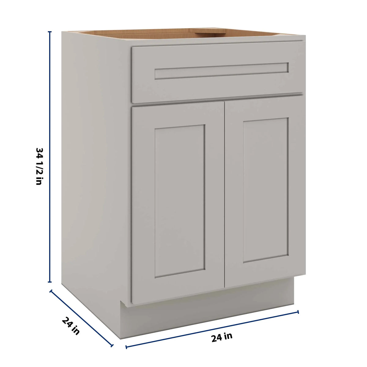 CNC Luxor 5-Piece Misty Grey 24" W 1 Drawer Front Double Door Sink Base Cabinet