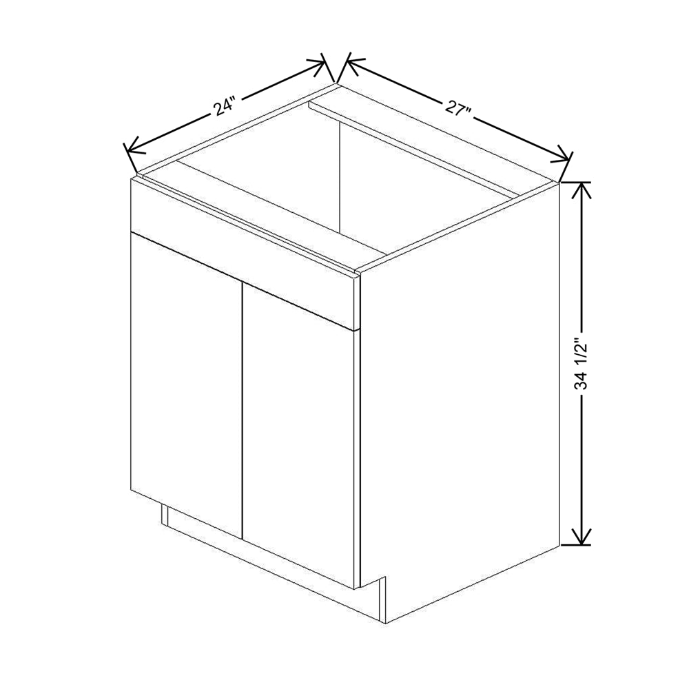 CNC Concord Elegant Smoky Grey 27" W 1 Drawer Front Double Door Sink Base Cabinet