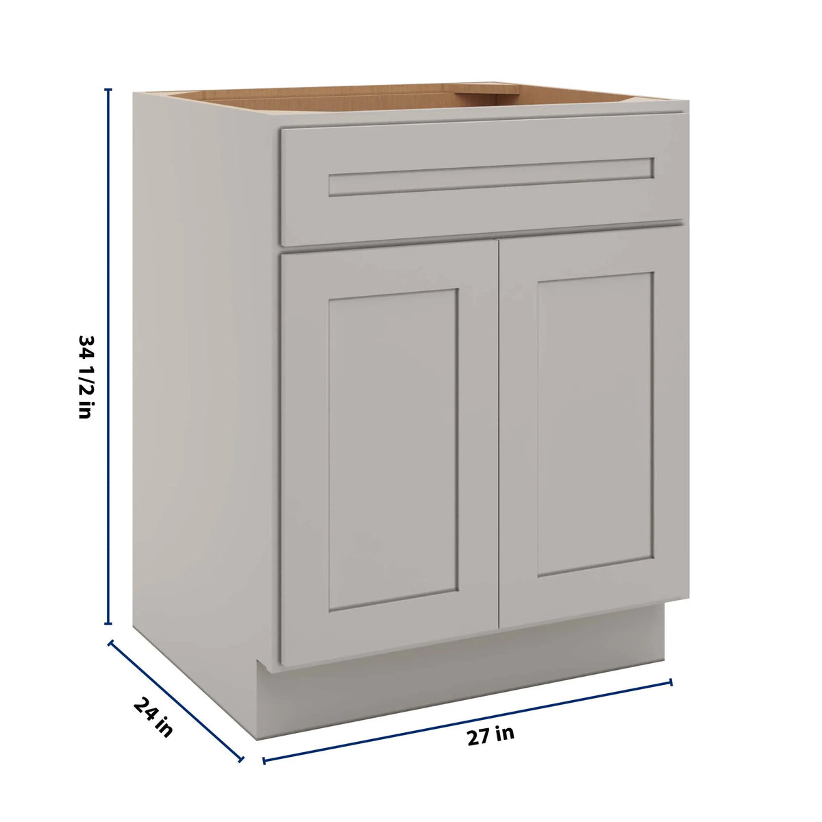 CNC Luxor 5-Piece Misty Grey 27" W 1 Drawer Front Double Door Sink Base Cabinet
