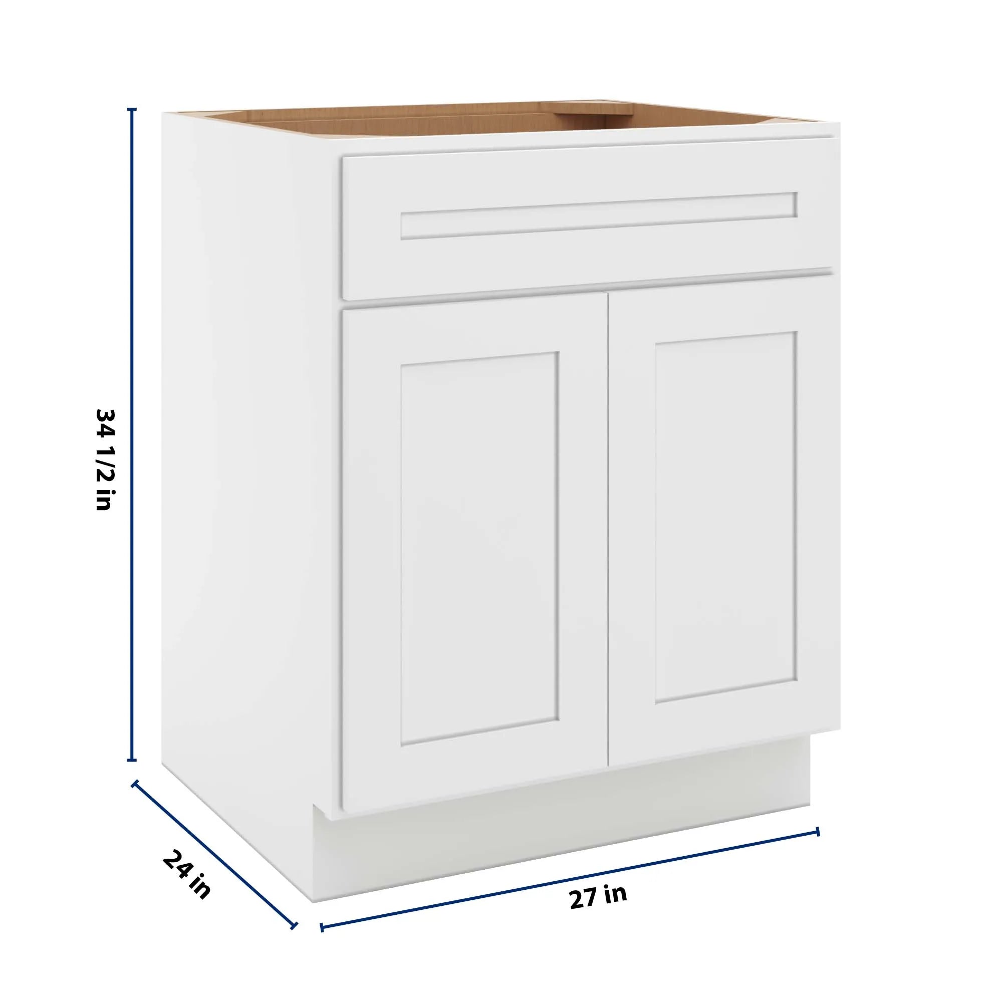 cnc luxor 5 piece white 27 w 1 drawer front double door sink base cabinet