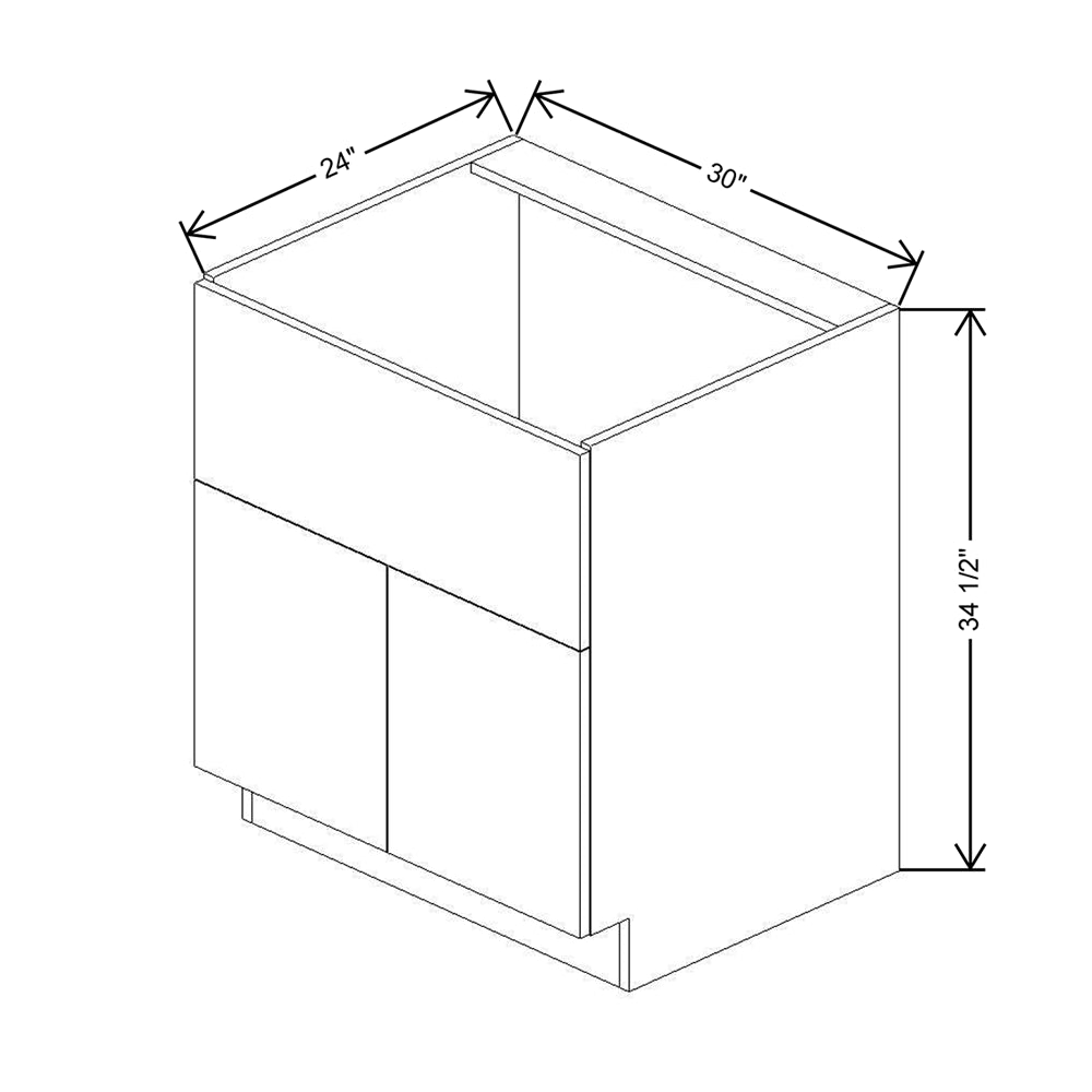 CNC Concord Elegant Smoky Grey 30" W Double Door Farm Sink Base Cabinet