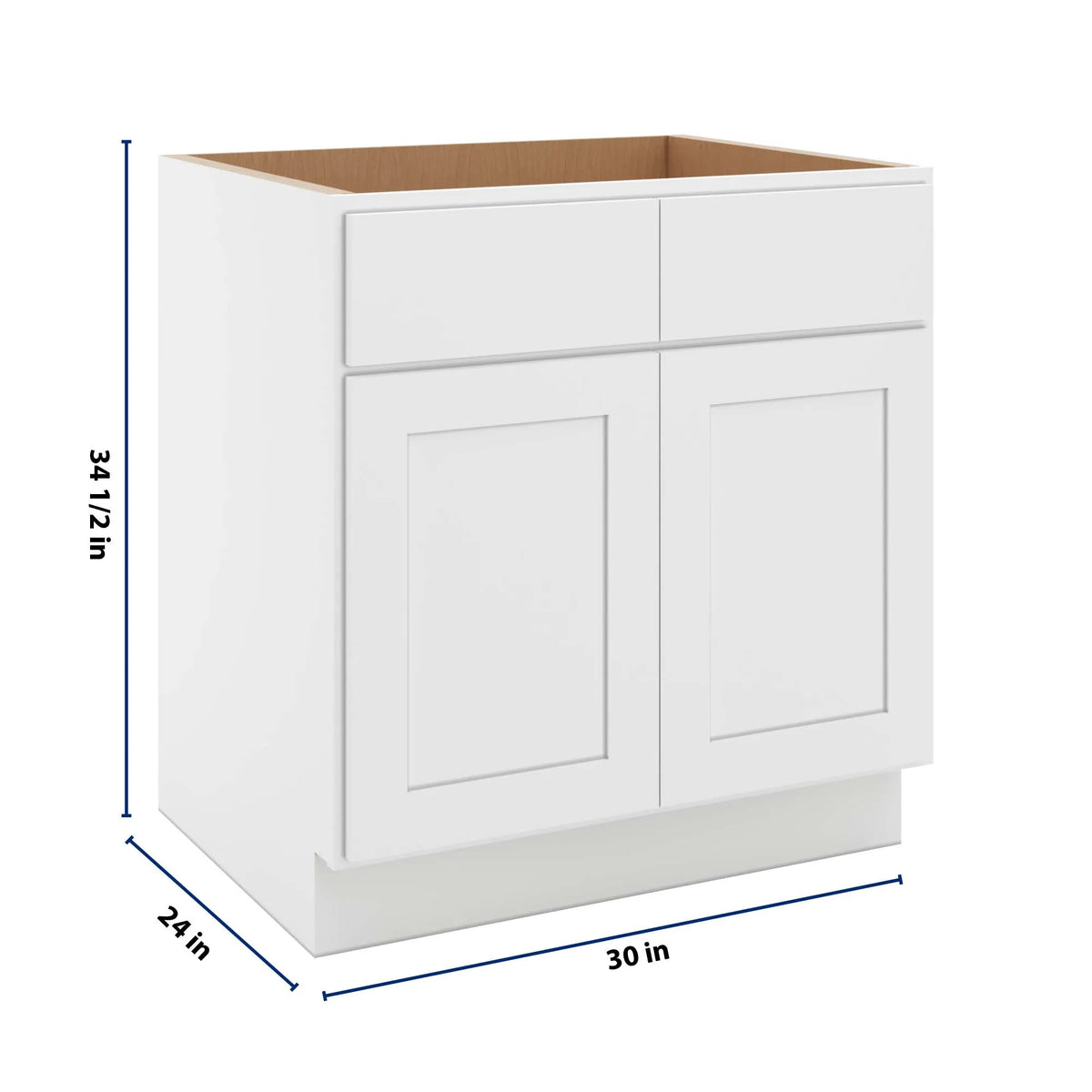 cnc luxor white 30 w double door removable sink base cabinet
