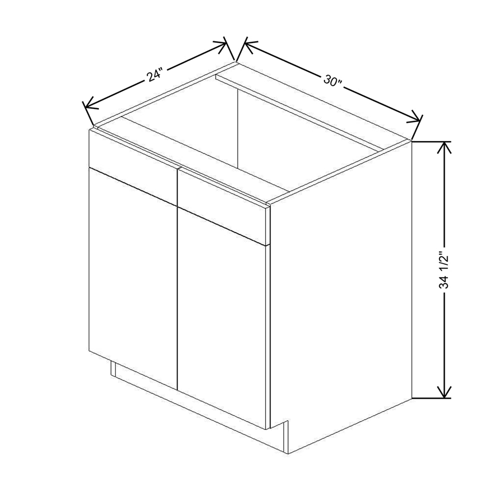 CNC Classic Broadway Beach 30" W 2 Drawer Front Double Door Sink Base Cabinet