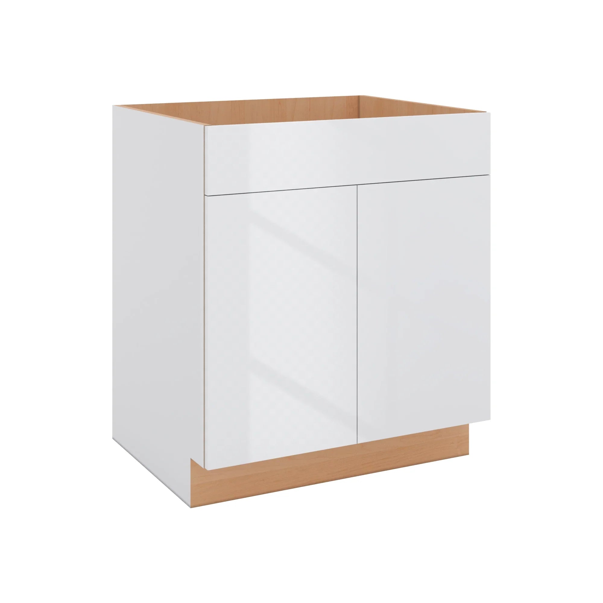 Modernform Cabinet Gloss White 30" W X 34 1/2" H X 24" D Double Door Sink Base Cabinet