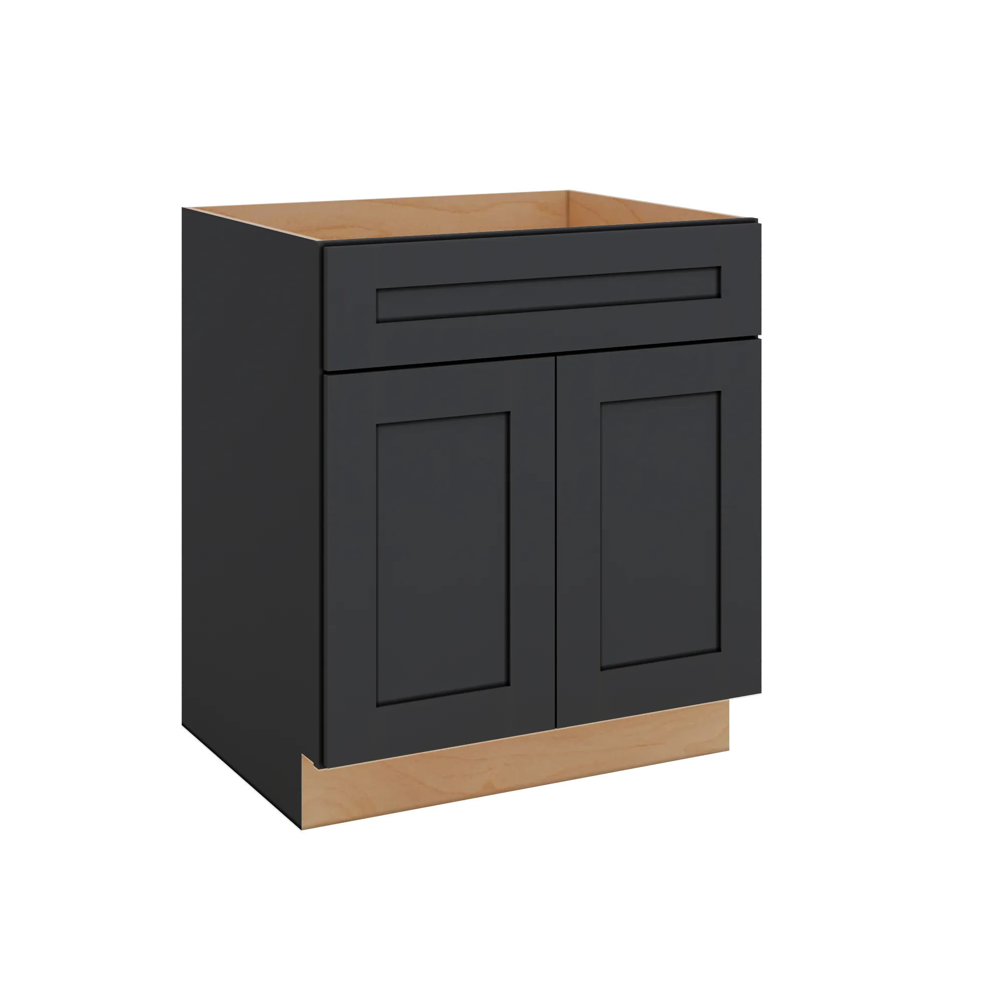 Modernform Cabinet Onyx Black Shaker 30" W X 34 1/2" H X 24" D Double Door Sink Base Cabinet