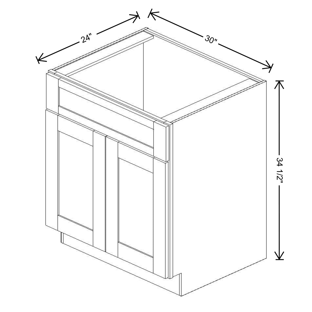 Fabuwood Quest Metro Mist 30" W X 34 1/2" H X 24" D Double Door Sink Base Cabinet