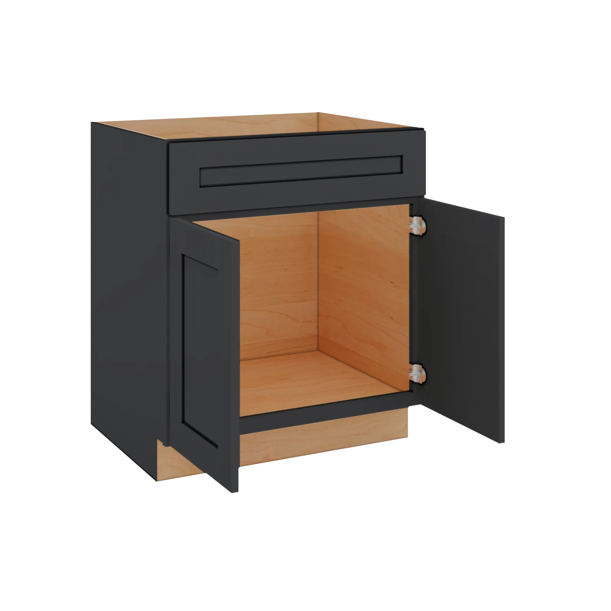 Modernform Cabinet Onyx Black Shaker 30" W X 34 1/2" H X 24" D Double Door Sink Base Cabinet