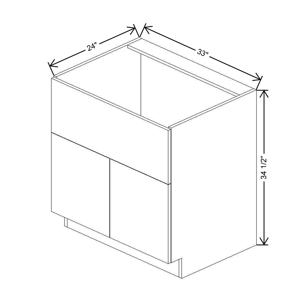 CNC Concord Elegant Stone 33" W Double Door Farm Sink Base Cabinet