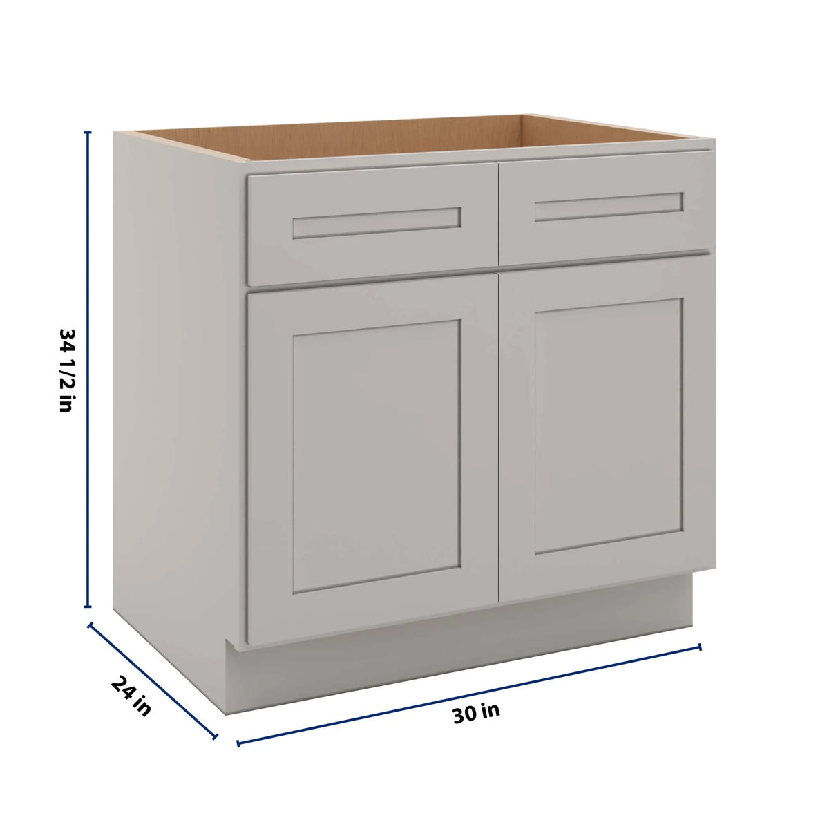 CNC Luxor 5-Piece Misty Grey 33" W Double Door Removable Sink Base Cabinet