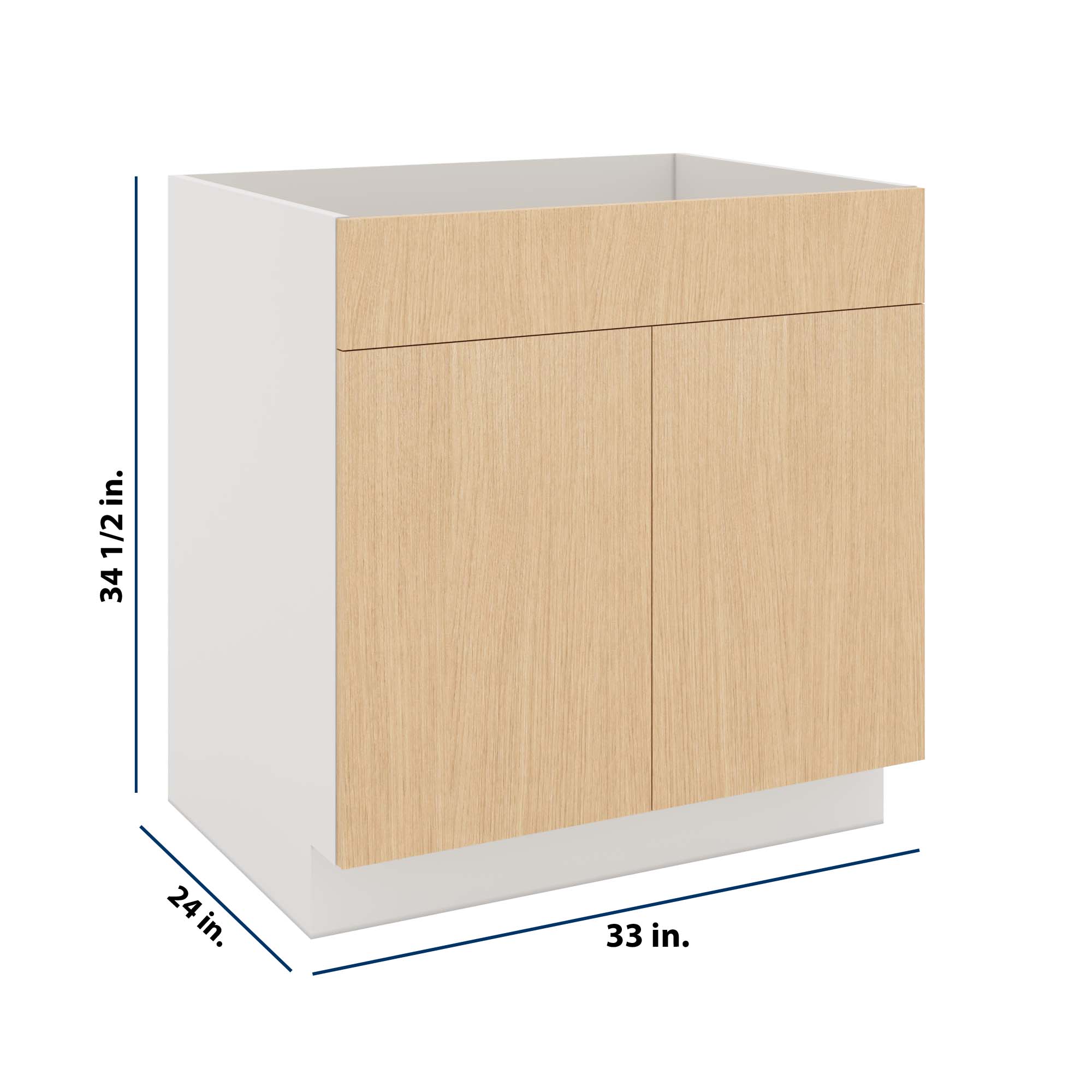 Modernform Cabinet Natural Oak 33" W X 34 1/2" H X 24" D Double Door Sink Base Cabinet