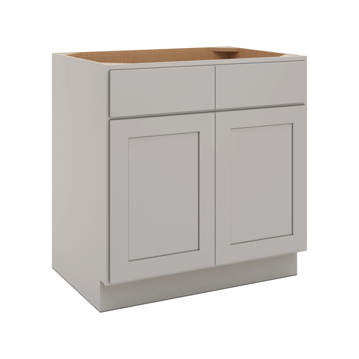 cnc luxor misty grey 33 w 2 drawer front double door sink base cabinet