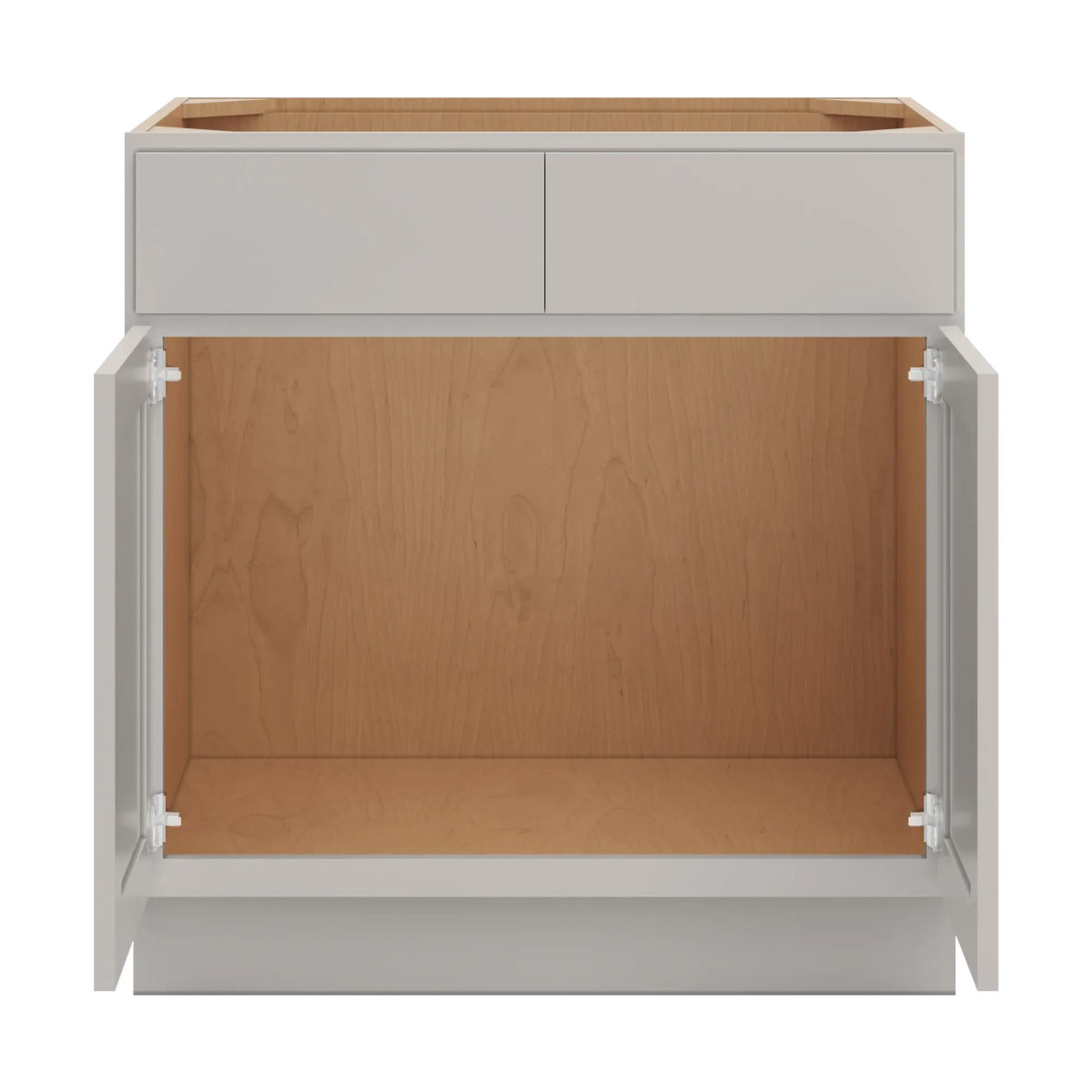 cnc luxor misty grey 33 w 2 drawer front double door sink base cabinet