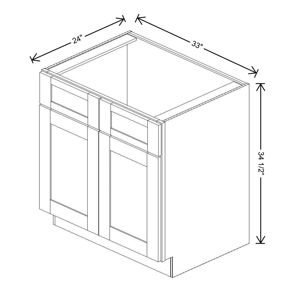 Fabuwood Value Premium Hallmark Frost 33" W X 34 1/2" H X 24" D Double Door Sink Base Cabinet