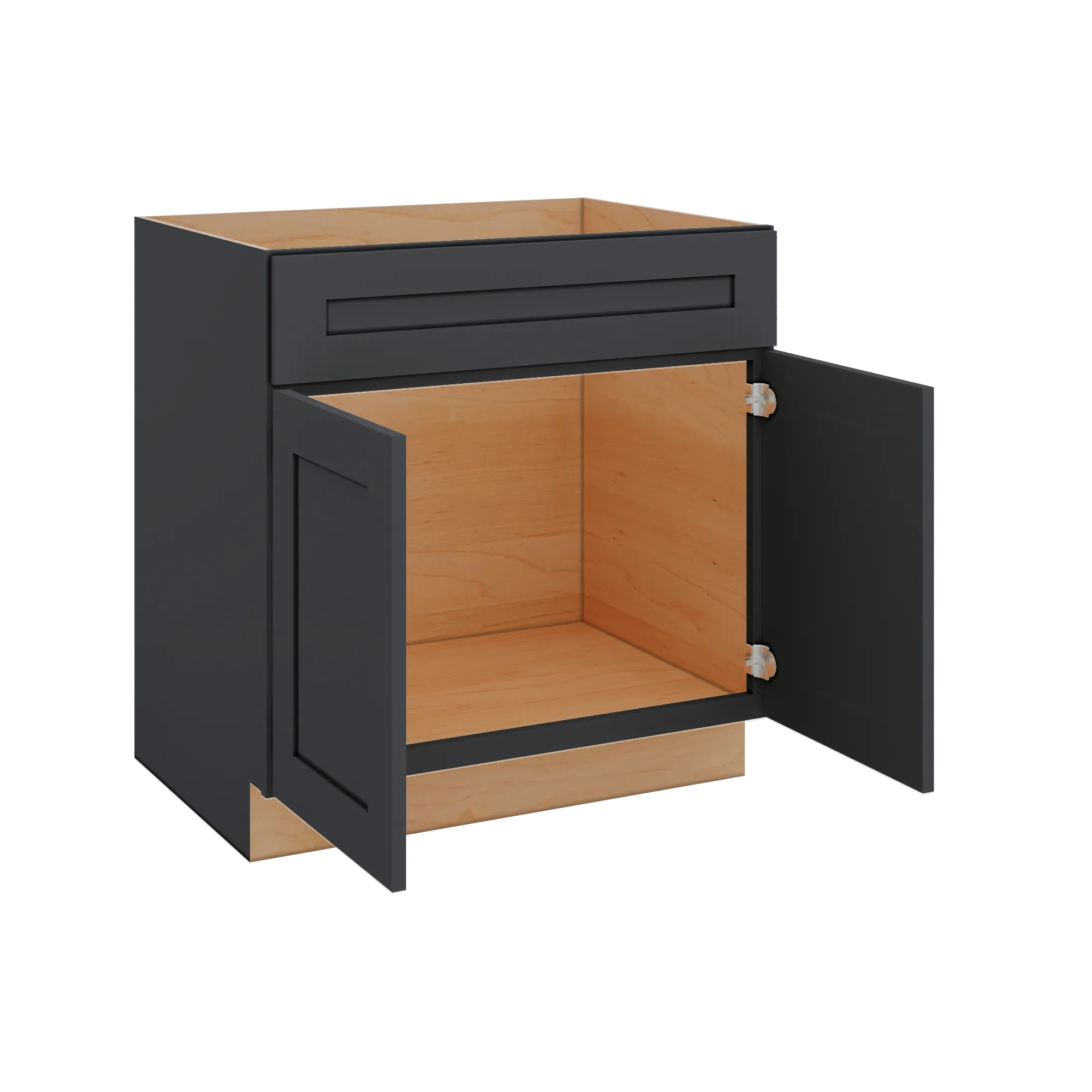 Modernform Cabinet Onyx Black Shaker 33" W X 34 1/2" H X 24" D Double Door Sink Base Cabinet