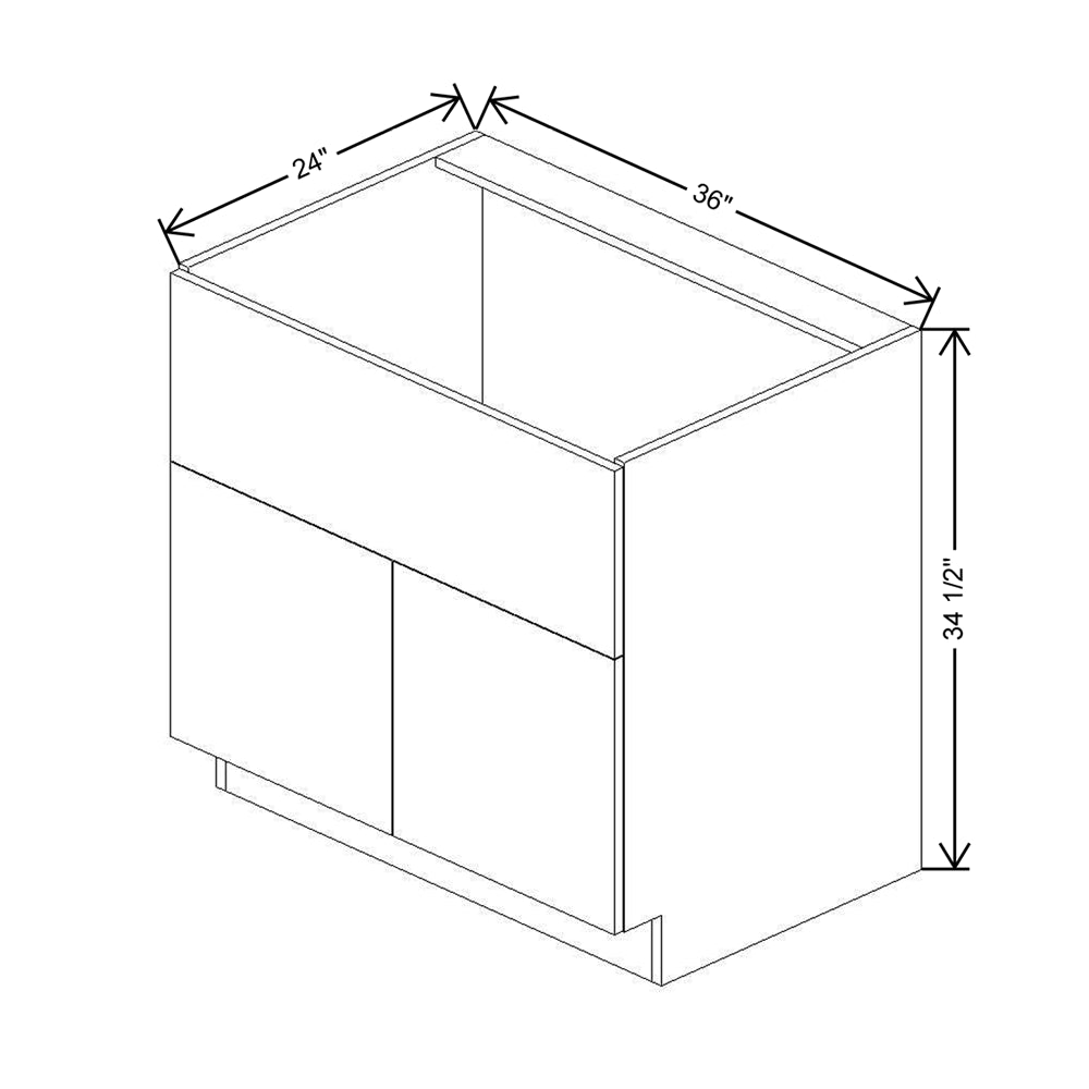 CNC Concord Elegant Ocean 36" W Double Door Farm Sink Base Cabinet