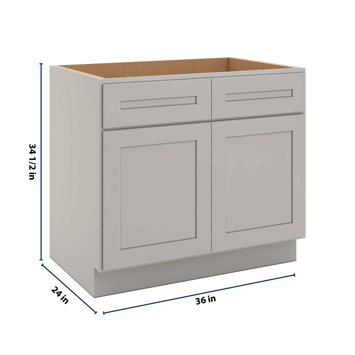 CNC Luxor 5-Piece Misty Grey 36" W Double Door Removable Sink Base Cabinet