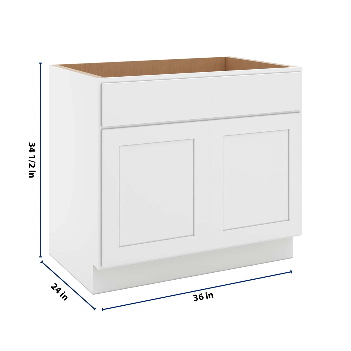 cnc luxor white 36 w double door removable sink base cabinet
