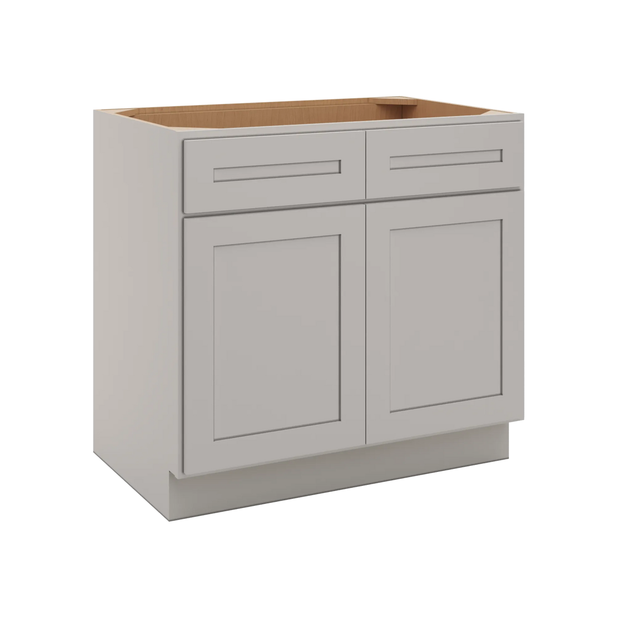 CNC Luxor 5-Piece Misty Grey 36" W 2 Drawer Front Double Door Sink Base Cabinet