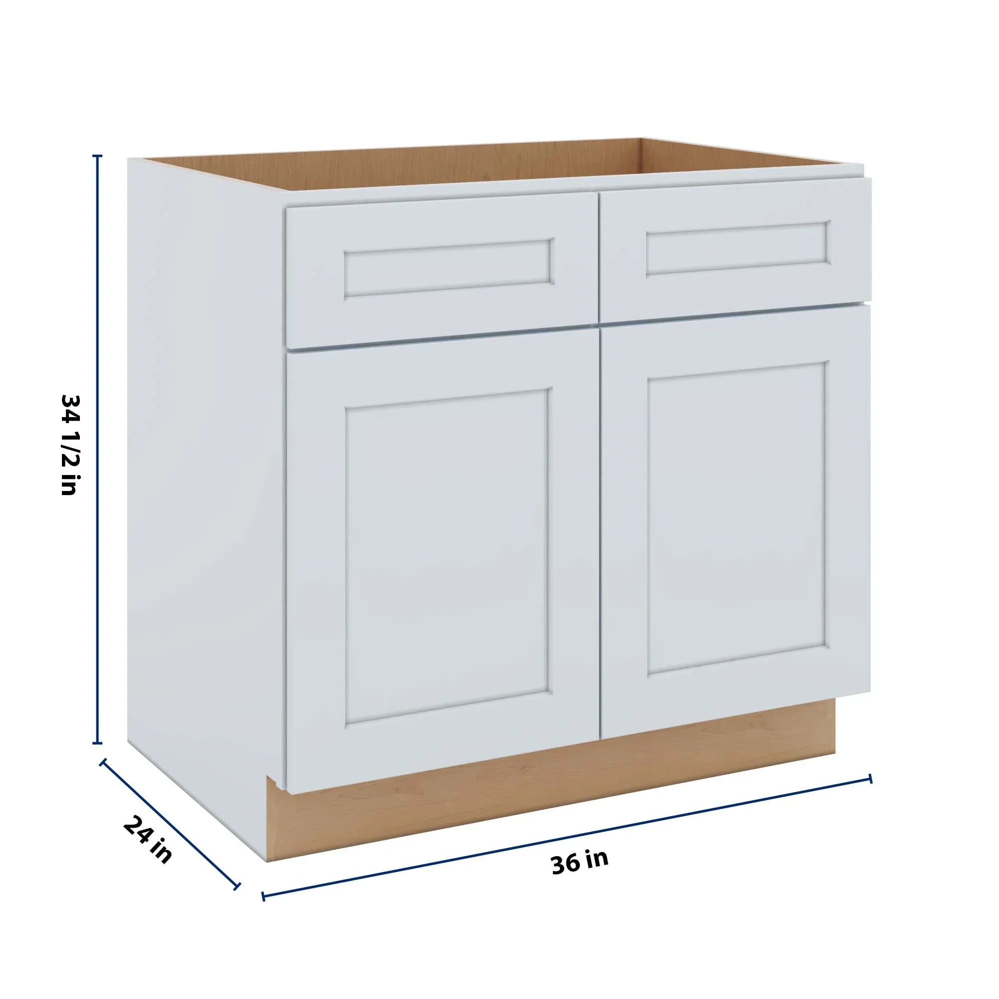 J&K White Shaker S8 Sink Base - 36" W