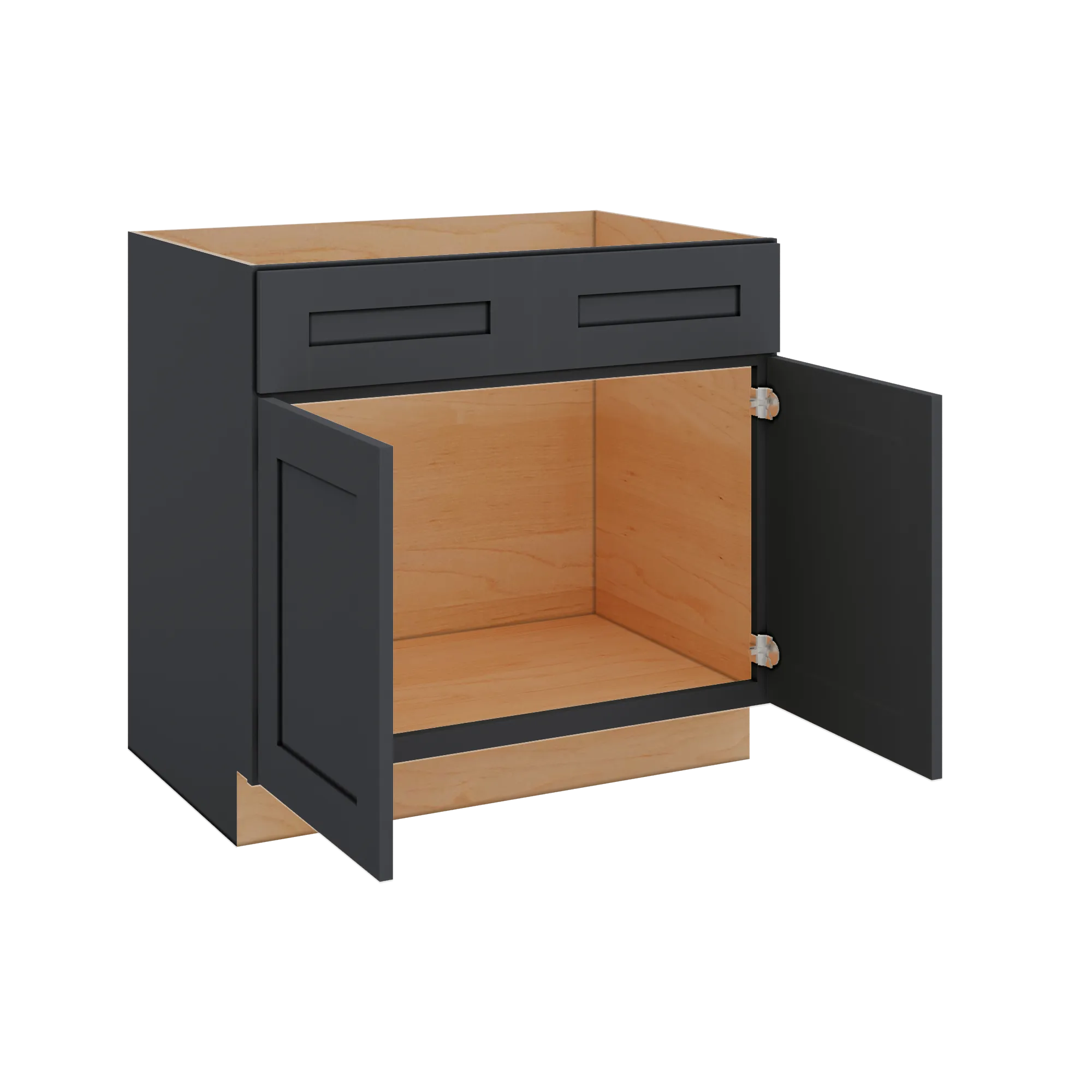 Modernform Cabinet Onyx Black Shaker 36" W X 34 1/2" H X 24" D Double Door Sink Base Cabinet