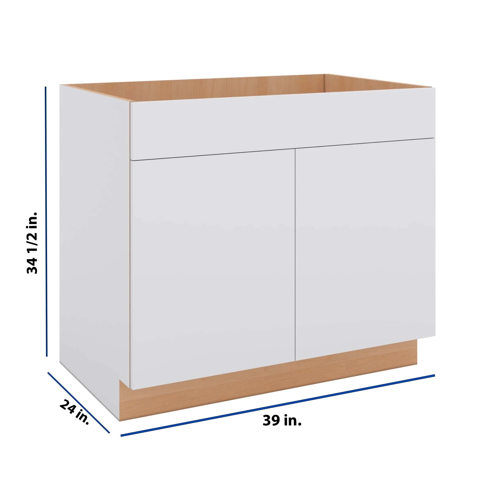 Modernform Cabinet Matte White 39" W X 34 1/2" H X 24" D Double Door Sink Base Cabinet
