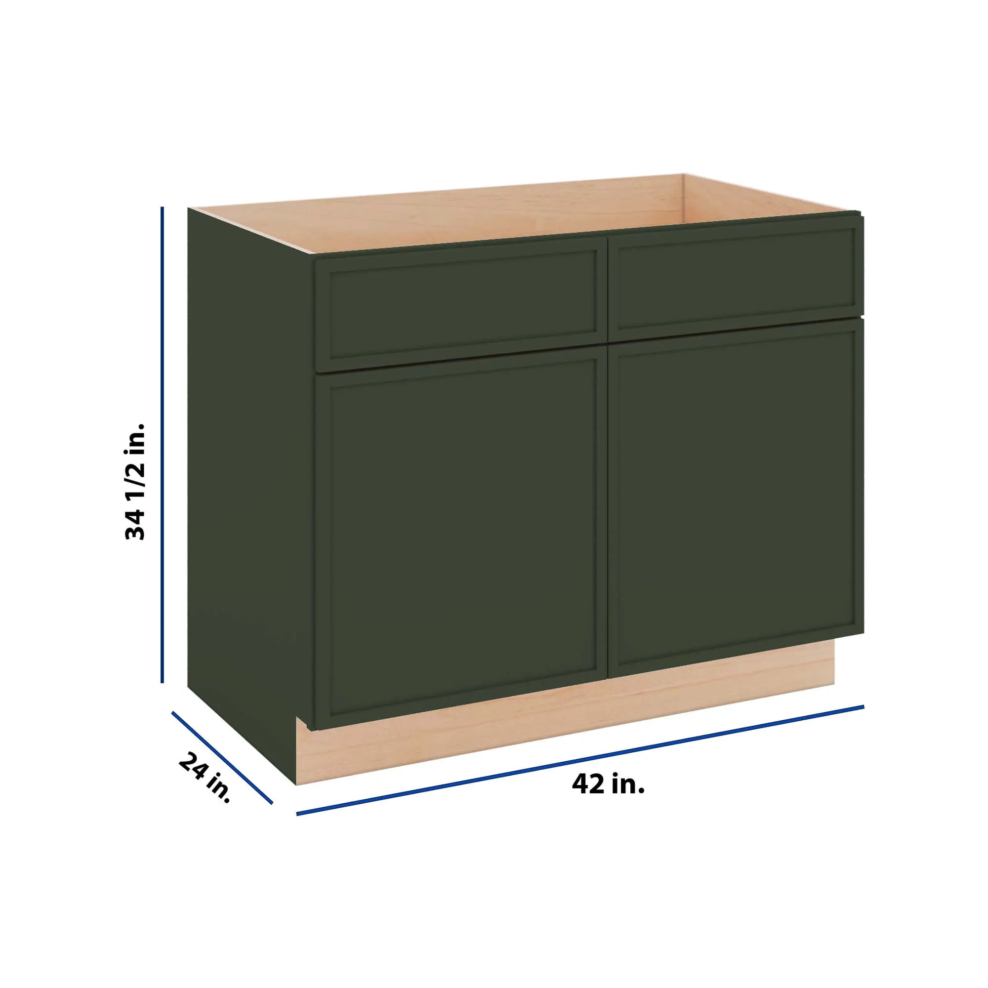 Modernform Cabinet Slim Sage Green 42" W X 34 1/2" H X 24" D Double Door Sink Base Cabinet