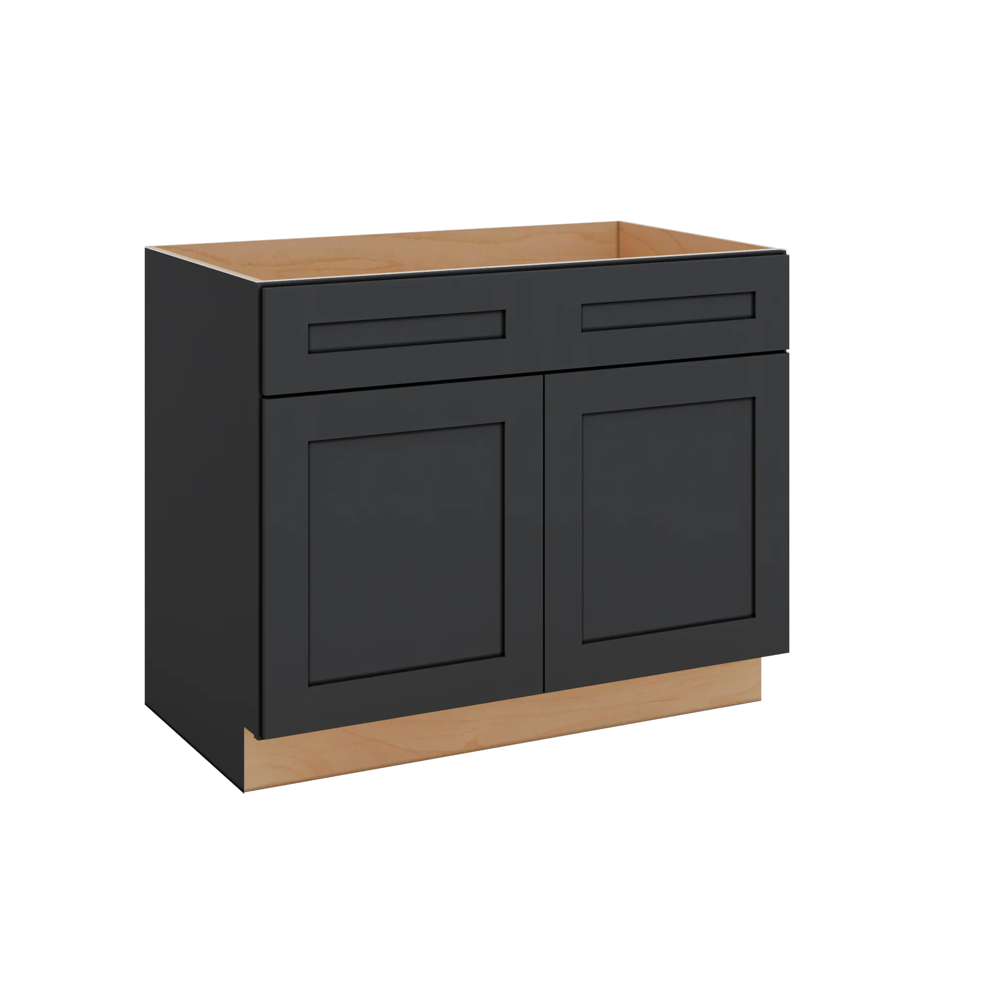Modernform Cabinet Onyx Black Shaker 42" W X 34 1/2" H X 24" D Double Door Sink Base Cabinet