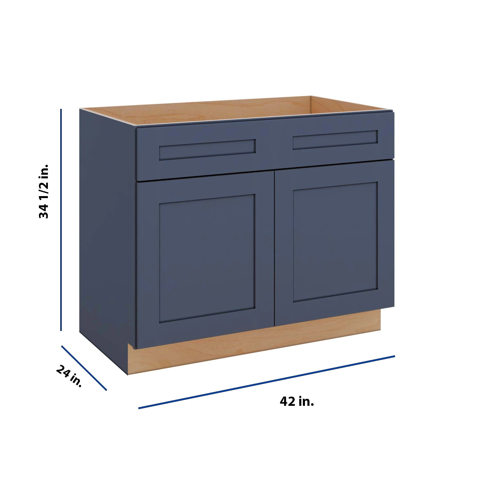 Modernform Cabinet Signature Blue 42" W X 34 1/2" H X 24" D Double Door Sink Base Cabinet
