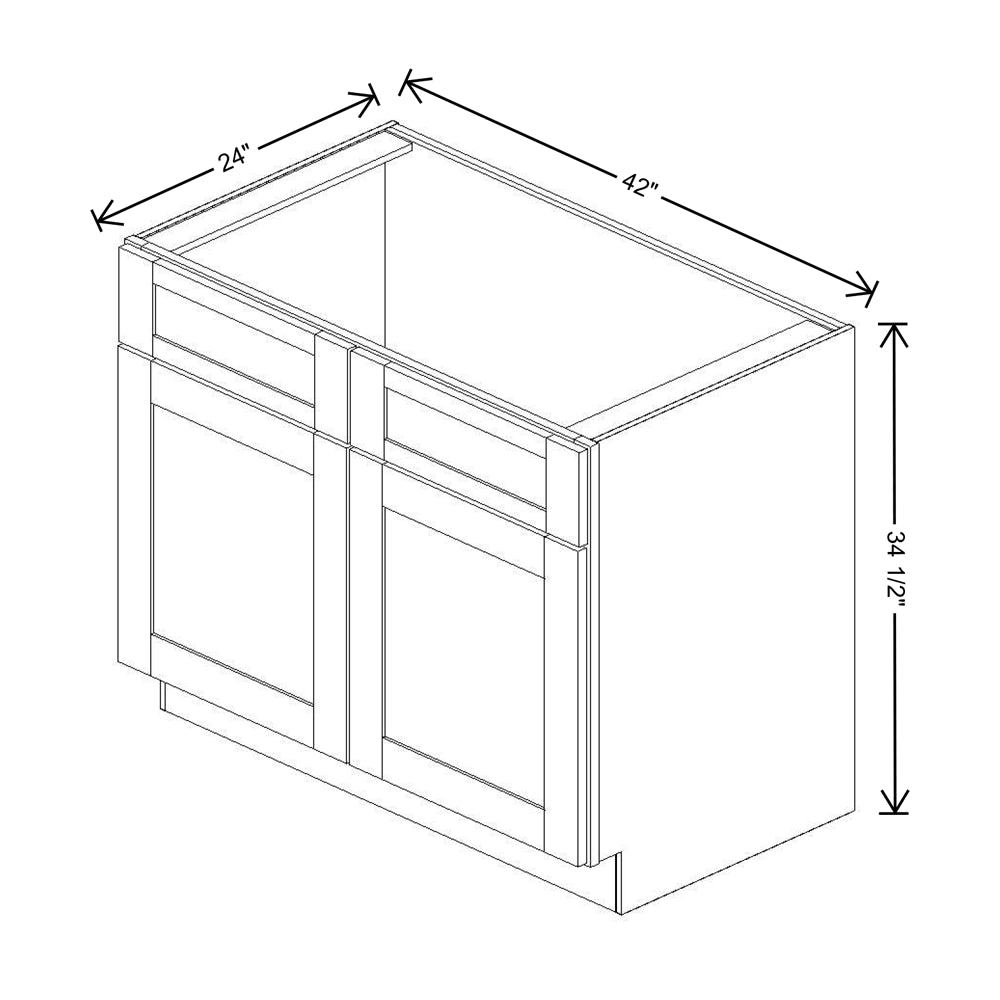 Fabuwood Allure Galaxy Cobblestone 42" W X 34 1/2" H X 24" D Double Door Sink Base Cabinet