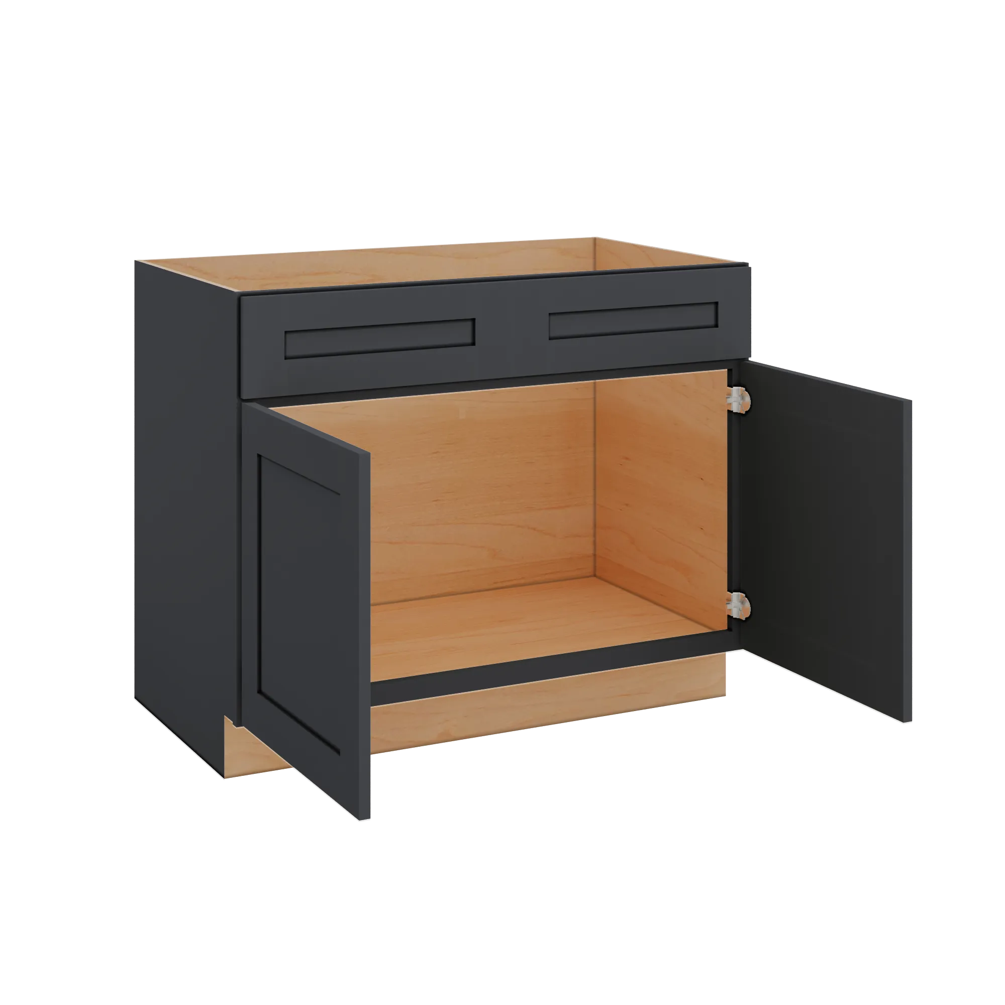Modernform Cabinet Onyx Black Shaker 42" W X 34 1/2" H X 24" D Double Door Sink Base Cabinet
