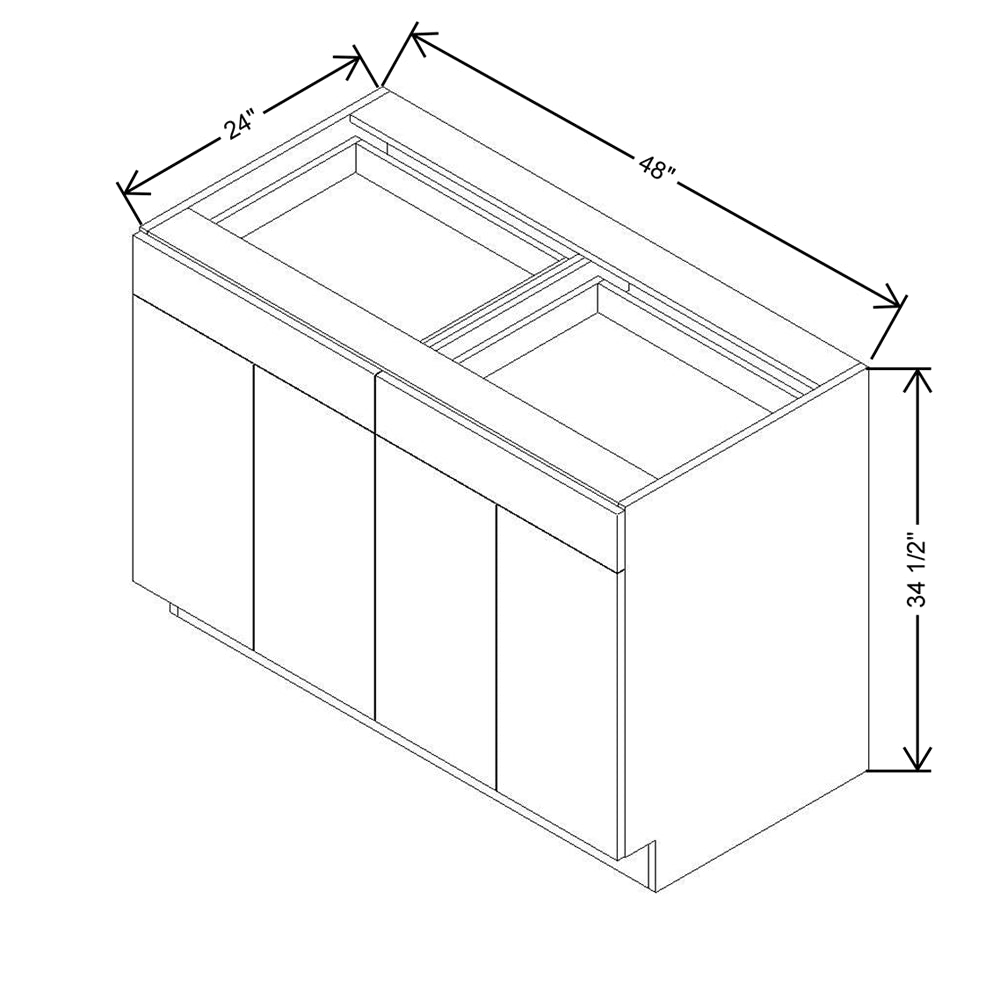CNC Concord Sydney White 48" W 2 Drawer Front Four Door Sink Base Cabinet