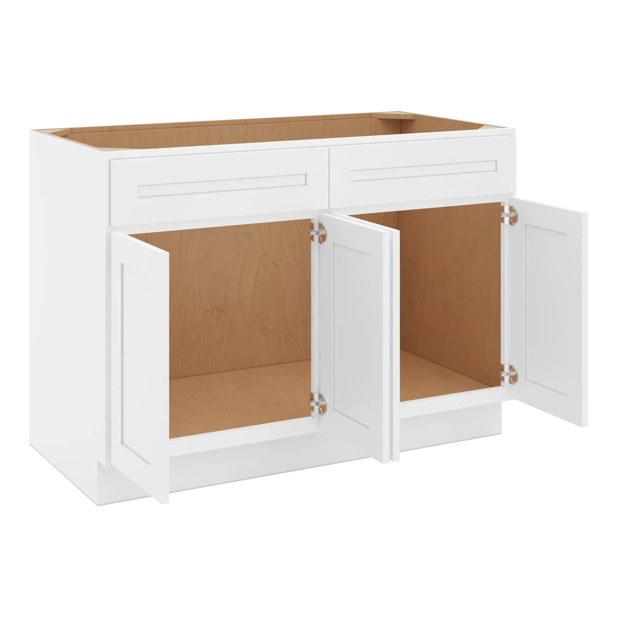 cnc luxor 5 piece white 48 w 2 drawer four door sink base cabinet
