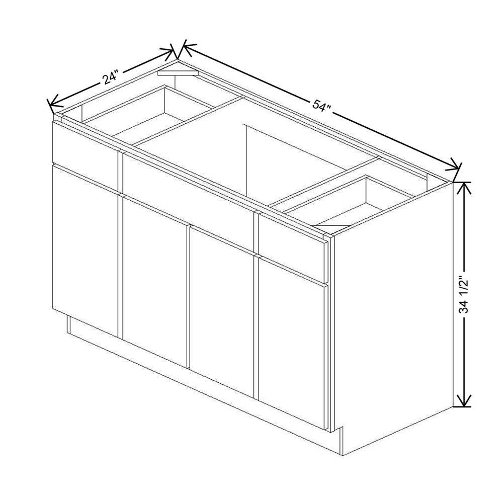 CNC Luxor White 54" W Combination Sink Base Cabinet