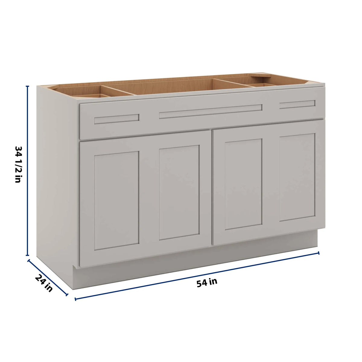 CNC Luxor 5-Piece Misty Grey 54" W Combination Sink Base Cabinet