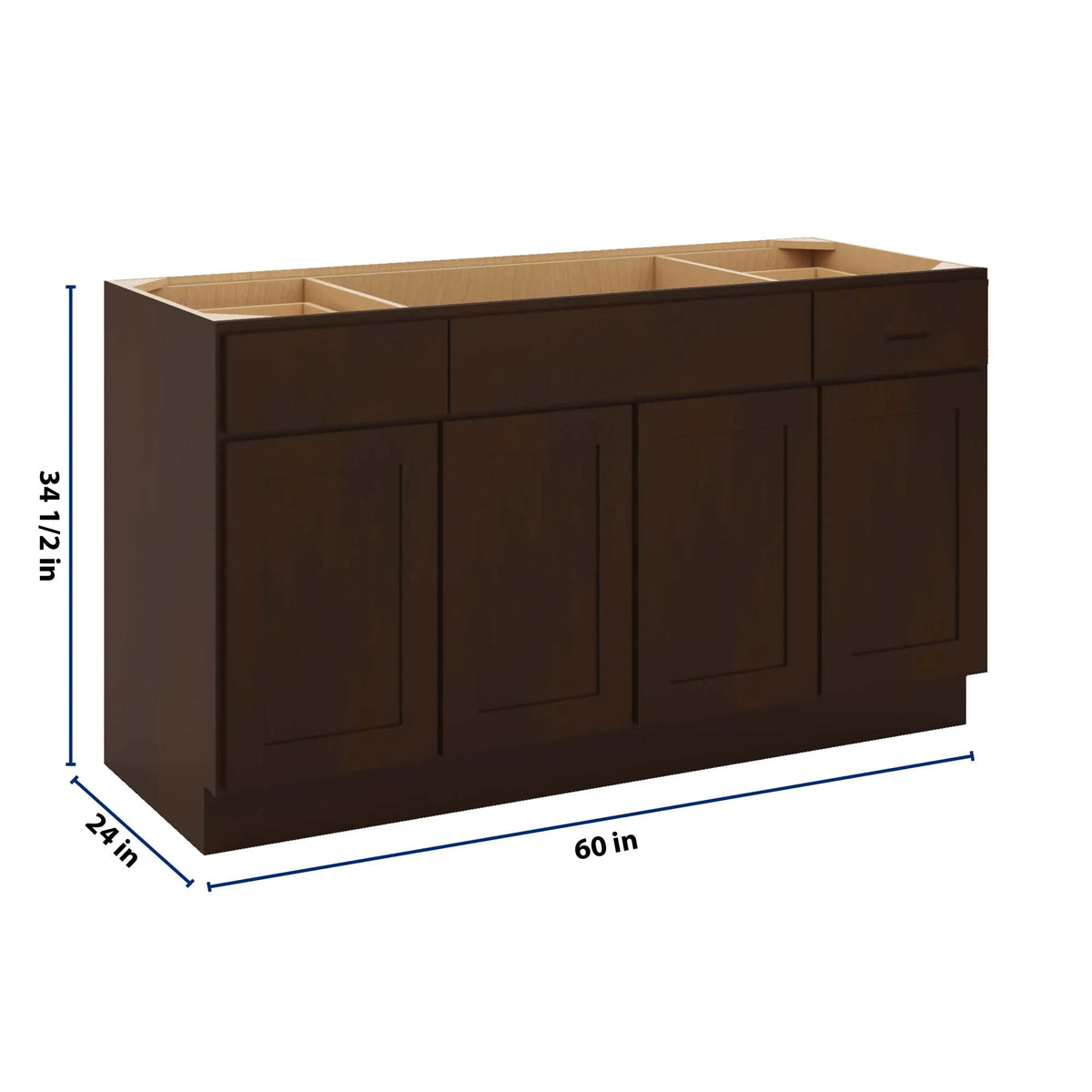 CNC Luxor 5-Piece Espresso 60" W Combination Sink Base Cabinet