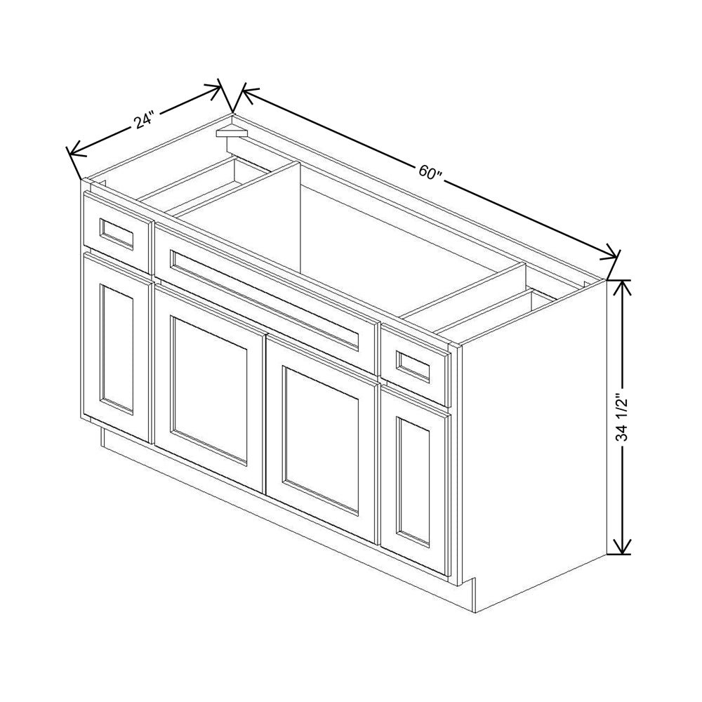 Fabuwood Quest Metro Frost 60" W X 34 1/2" H X 24" D Combination Sink Base Cabinet