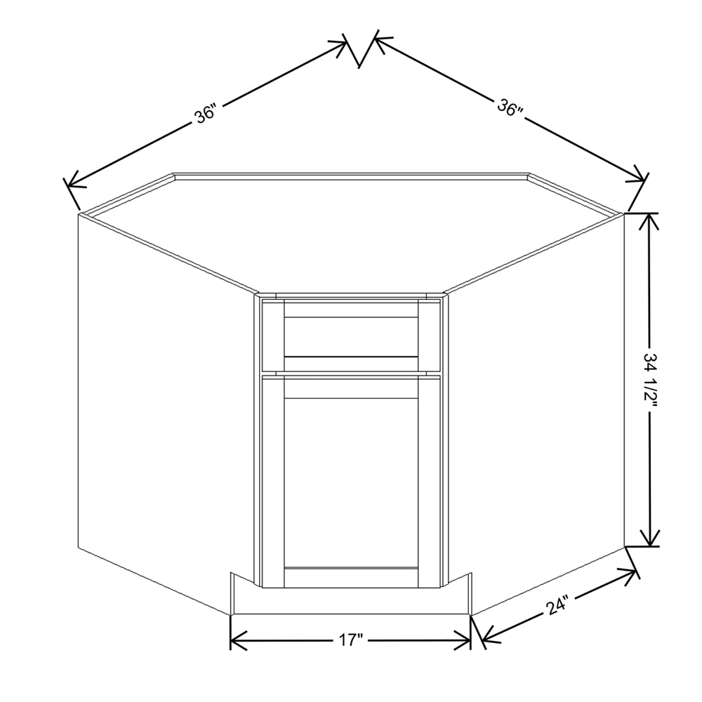 Wolf Classic Dartmouth 5-piece White Paint 36"W Diagonal Sink Base Cabinet