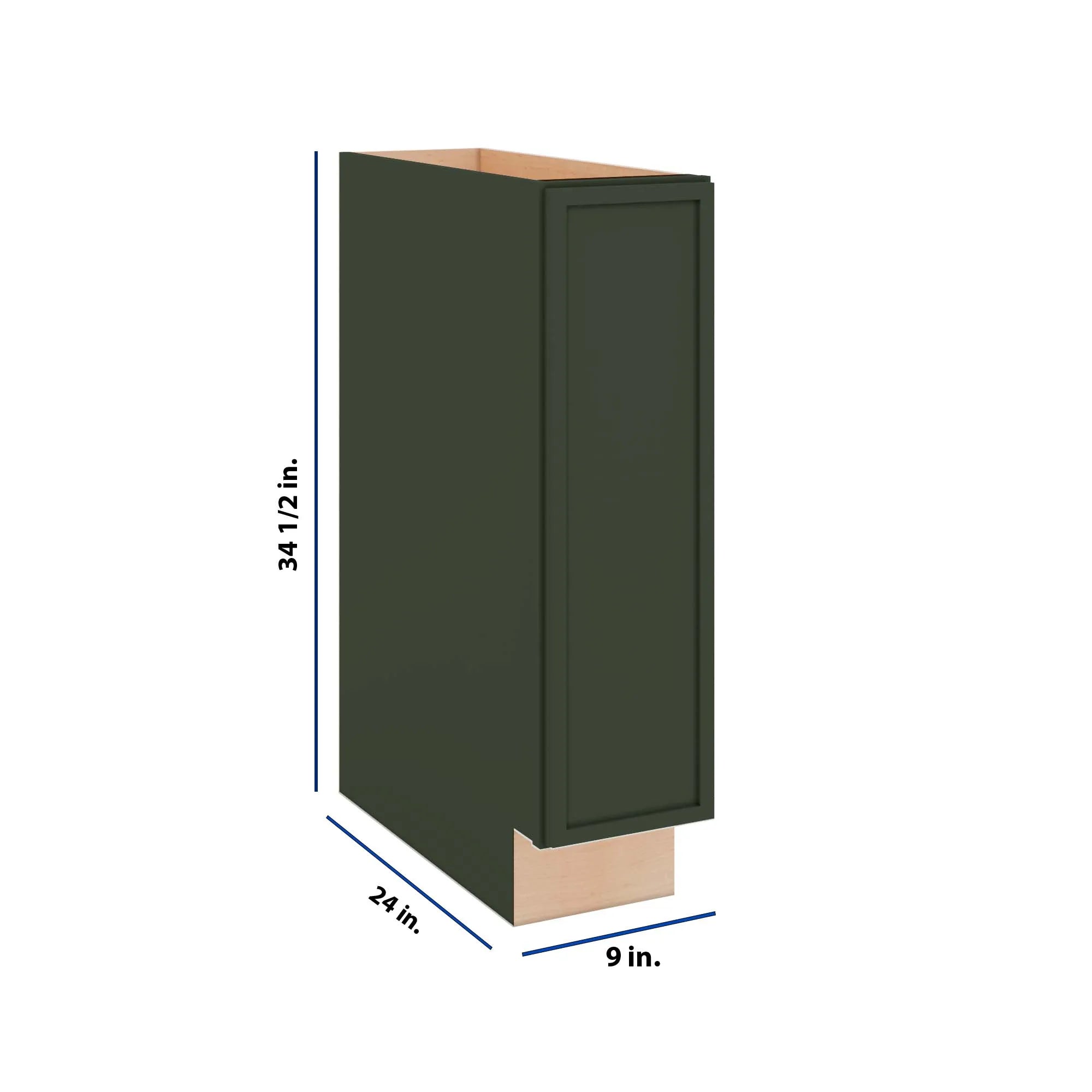 Modernform Cabinet Slim Sage Green 09" W X 34 1/2" H X 24" D Base w/Spice Rack