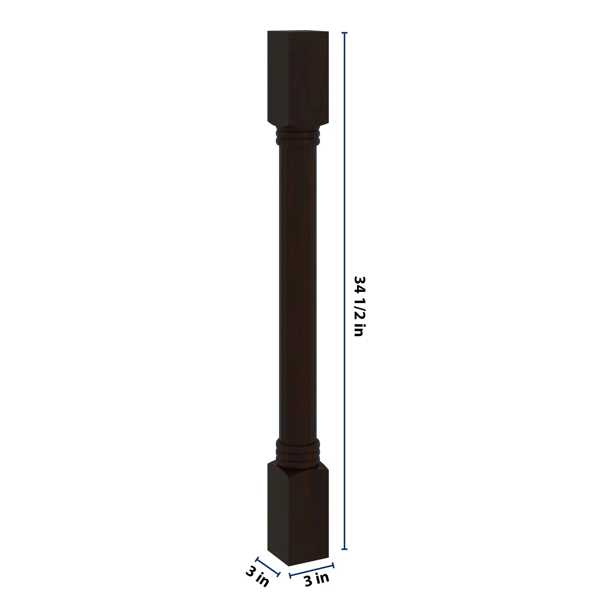 J&K Espresso K8 Full Turn Post 3"W x 34 1/2" H x 3" D