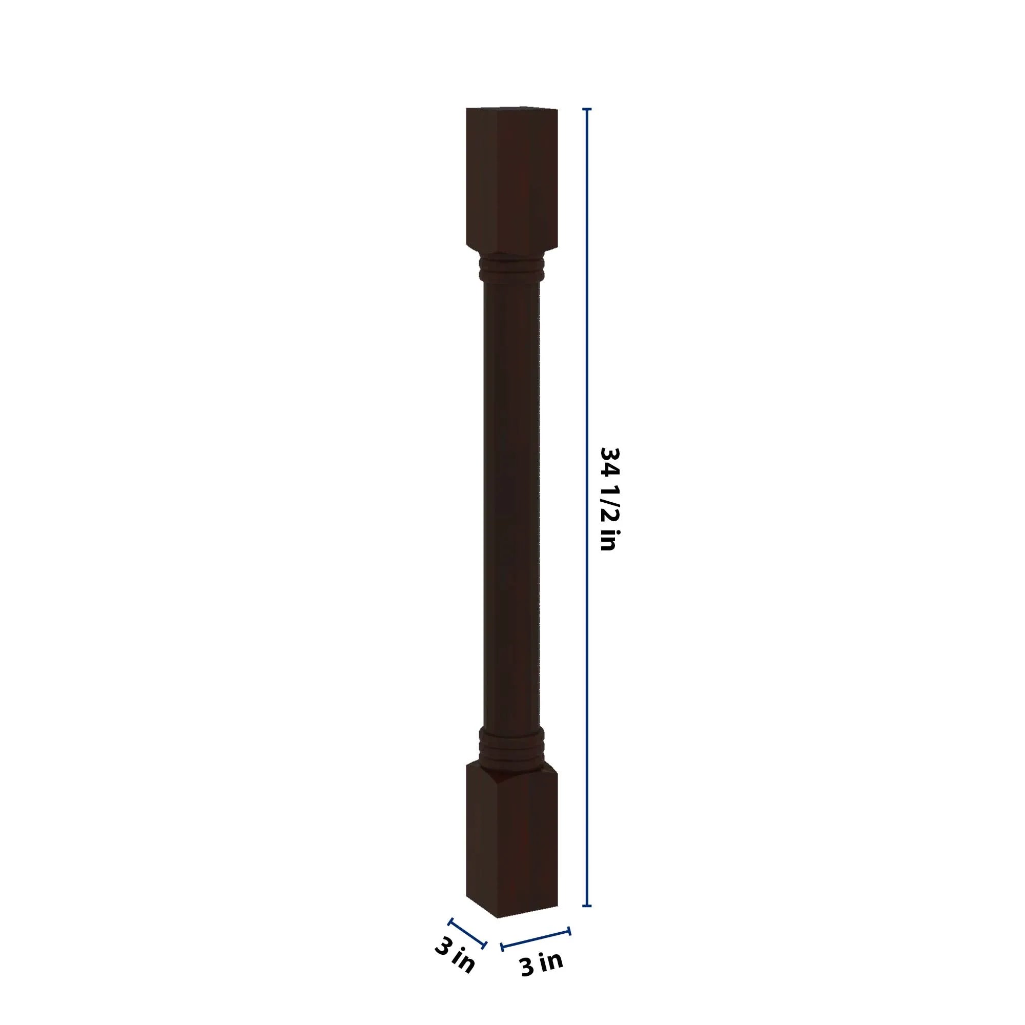 J&K Java Coffee S1 Full Turn Post 3"W x 34 1/2" H x 3" D