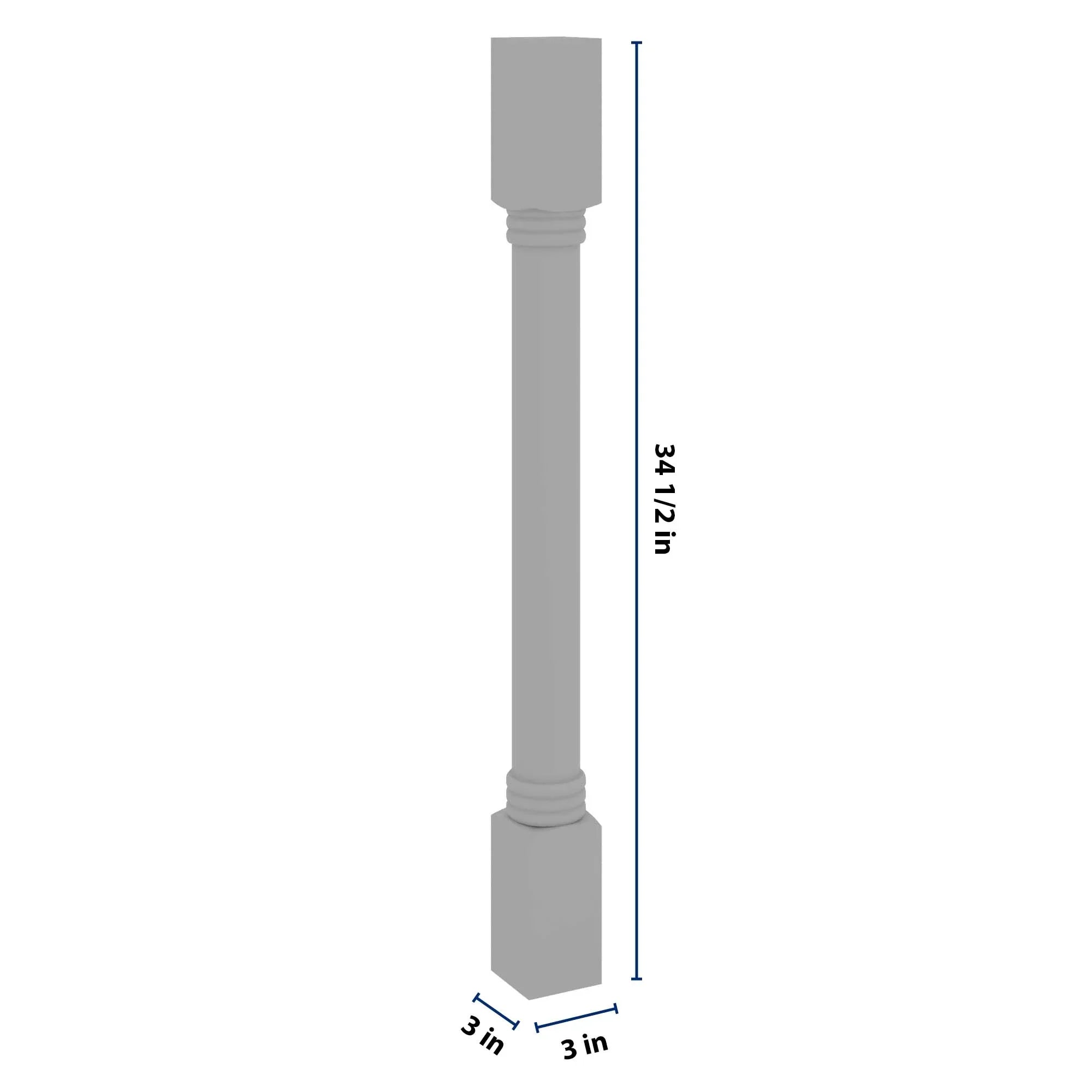 J&K Castle Grey S5 Full Turn Post 3"W x 34 1/2" H x 3" D