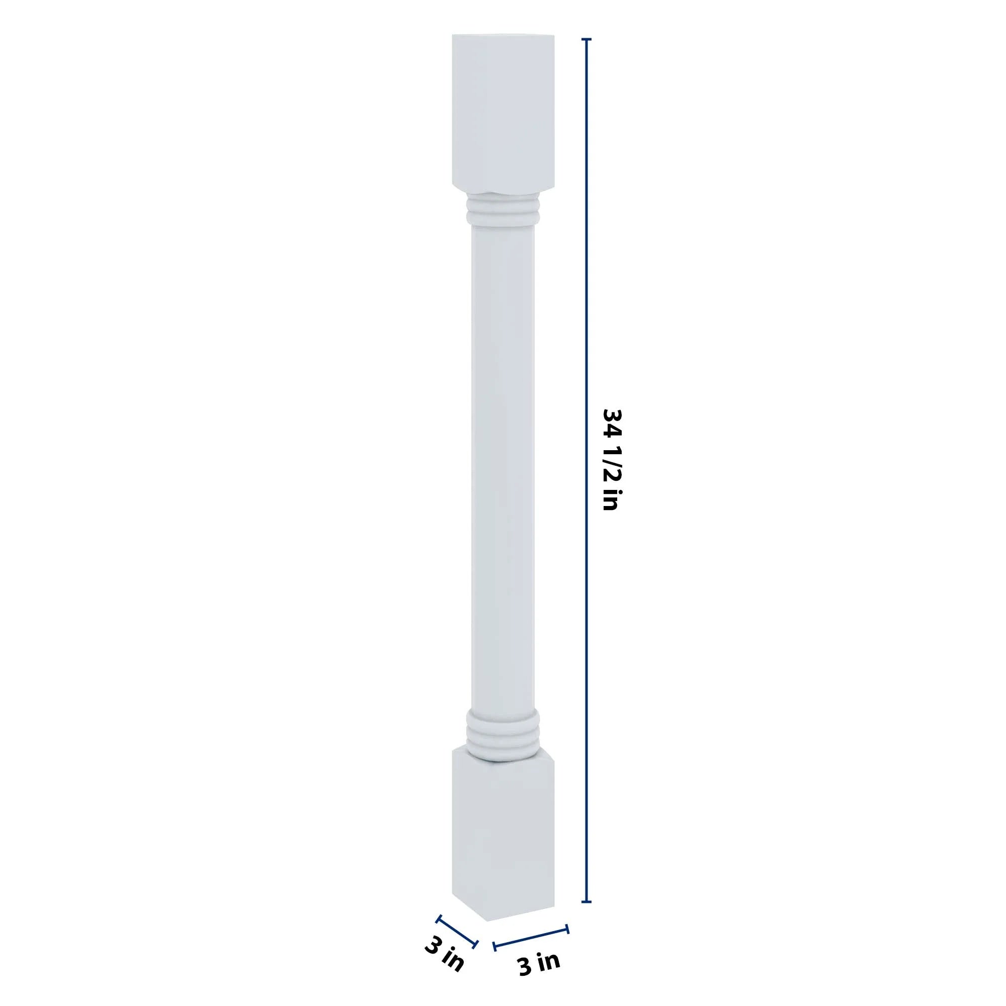 J&K White Shaker S8 Full Turn Post 3"W x 34 1/2" H x 3" D